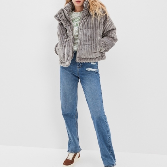 American Eagle grey puffy textured corduroy coat - Picture 11 of 12